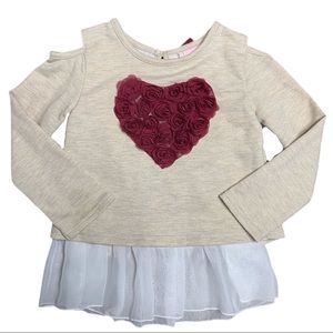 Little Lass Girls Rosette Heart Peplum‎ Sweatshirt